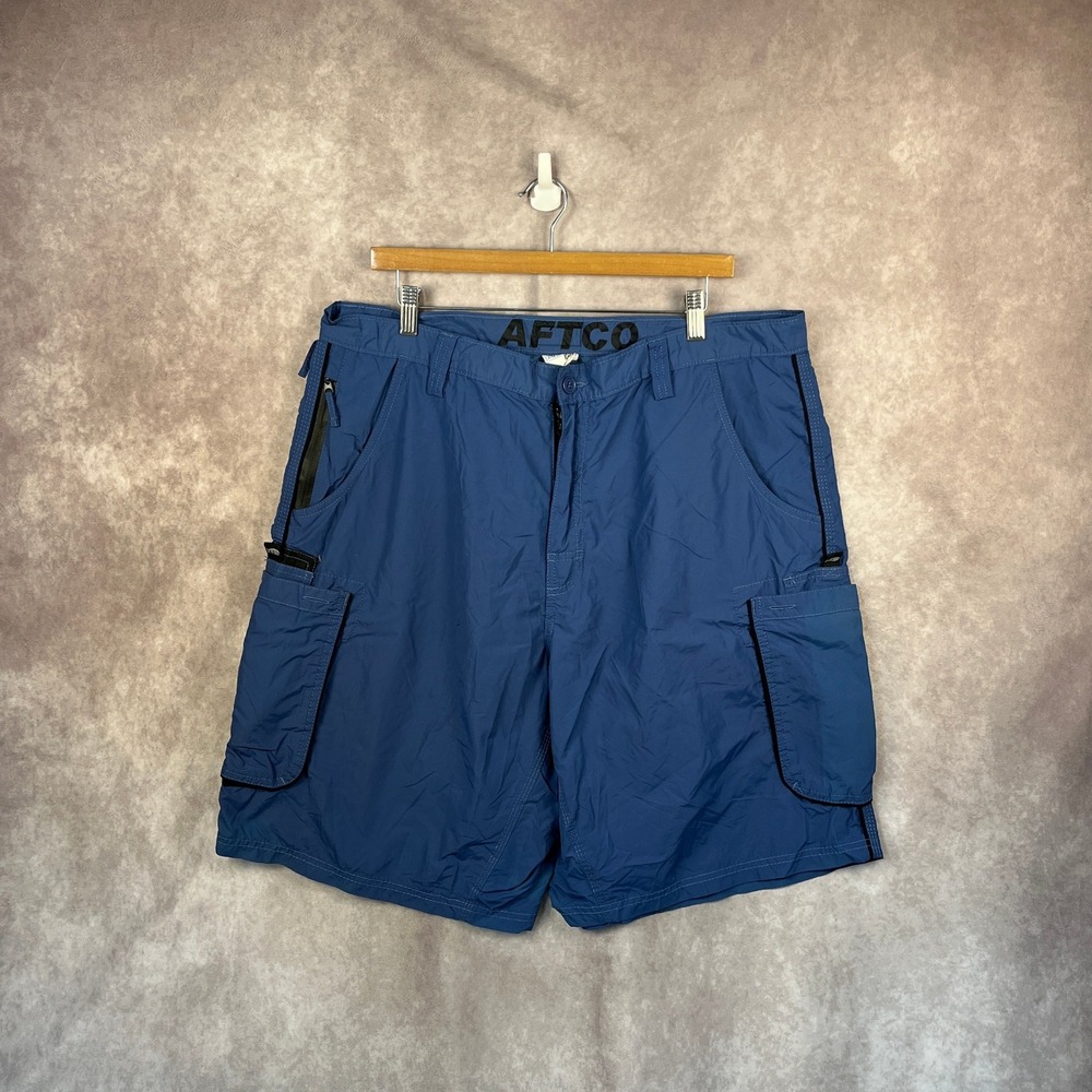 AFTCO Bluewater Nylon Fishing‎ Cargo Shorts Mens Size 38 Blue